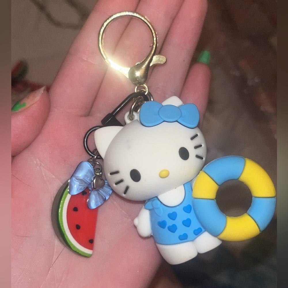 NEW Hello Kitty Keychain with Watermelon Charm